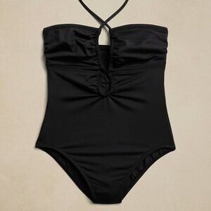 NWT Banana Republic Factory Double Keyhole Swimsuit Black Size Large